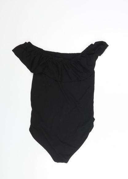Only Womens Black Viscose Bodysuit One-Piece Size S Snap - Frill