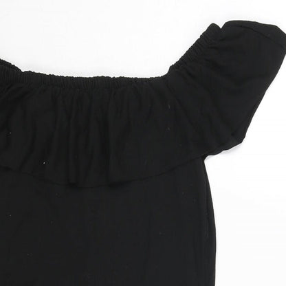 Only Womens Black Viscose Bodysuit One-Piece Size S Snap - Frill