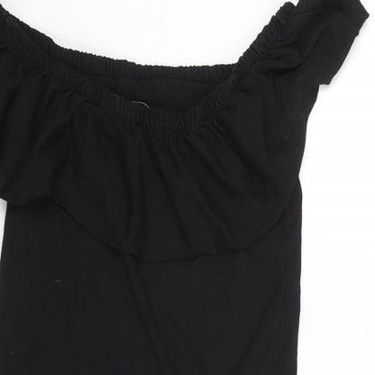 Only Womens Black Viscose Bodysuit One-Piece Size S Snap - Frill