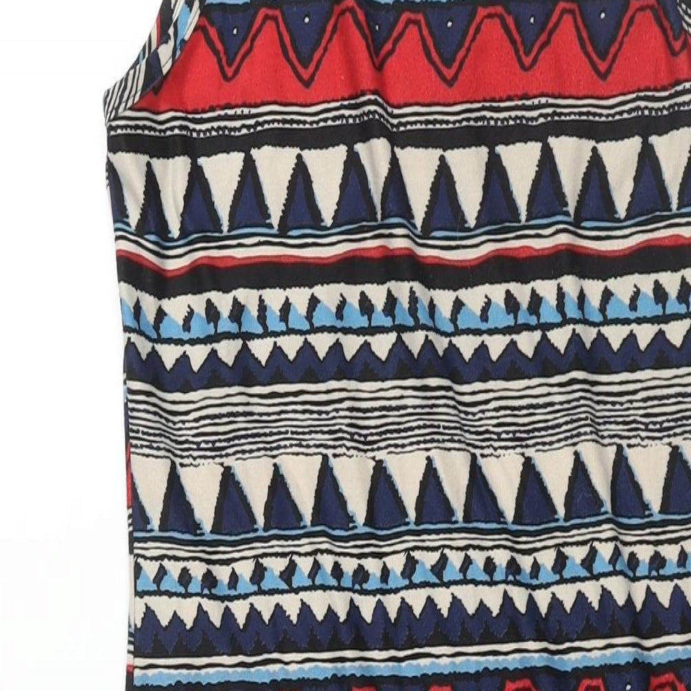 Pussycat London Womens Multicoloured Geometric Polyester Pencil Dress Size 10 Round Neck Pullover