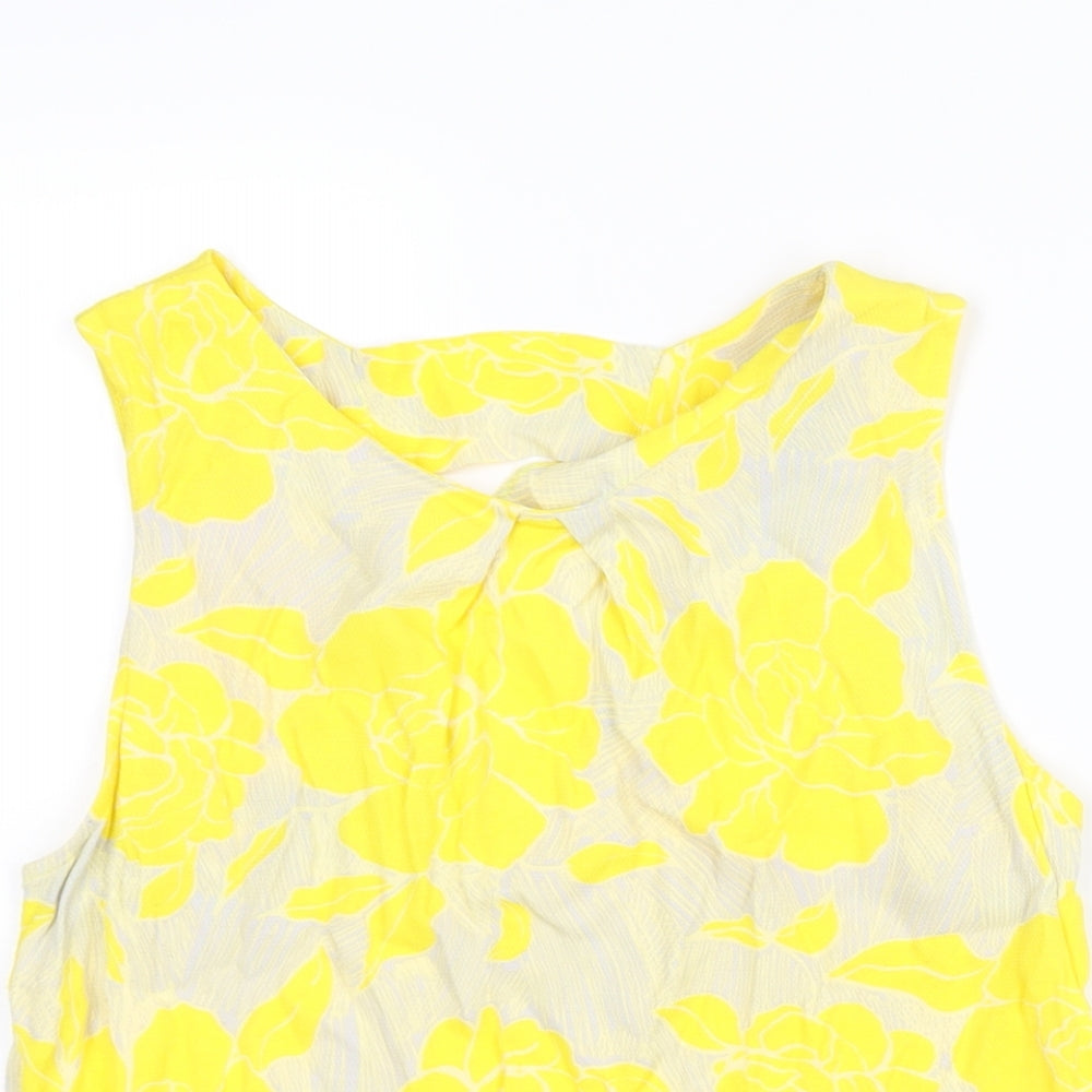 Womens UK Size 10 Warehouse Yellow Camisole Blouse