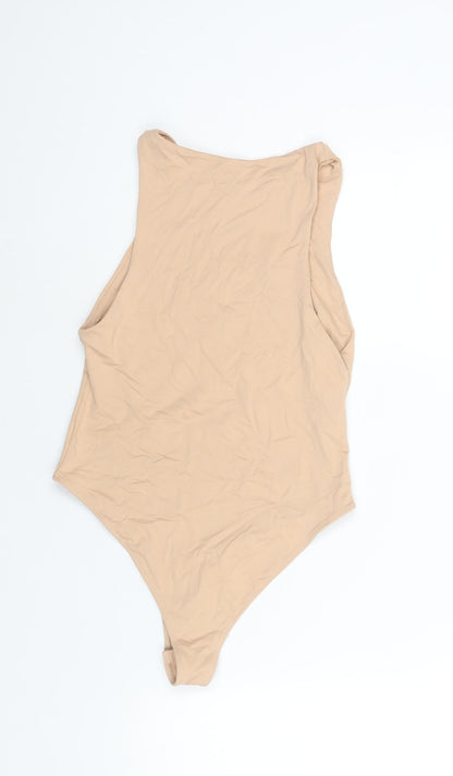 Zara Womens Beige Polyamide Bodysuit One-Piece Size M Snap