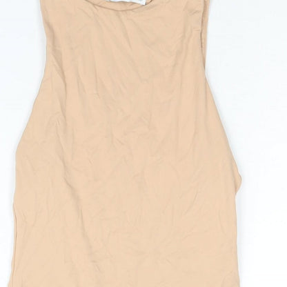 Zara Womens Beige Polyamide Bodysuit One-Piece Size M Snap
