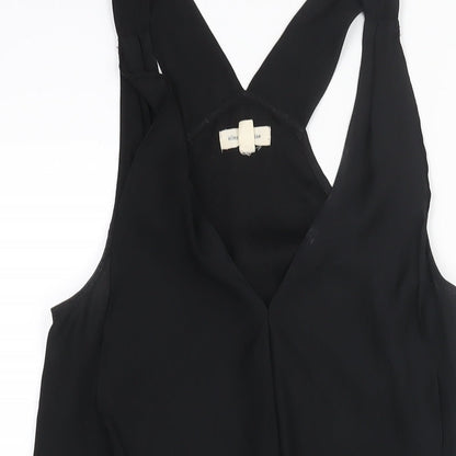 Silence + Noise Womens Black Polyester Mini Size XS V-Neck Pullover - Frill