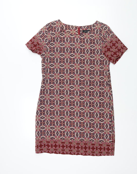 New Look Womens Multicoloured Geometric Polyester Shift Size 10 Round Neck Zip