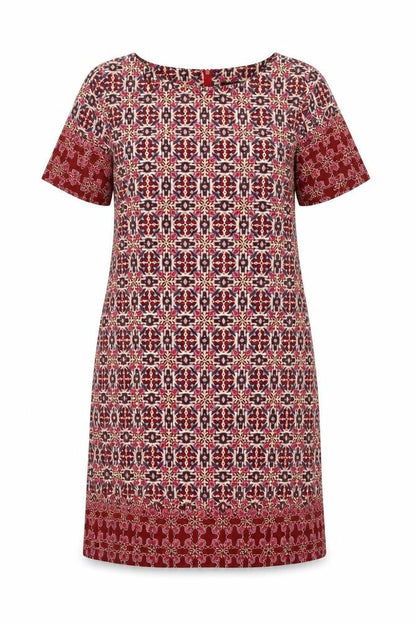 New Look Womens Multicoloured Geometric Polyester Shift Size 10 Round Neck Zip