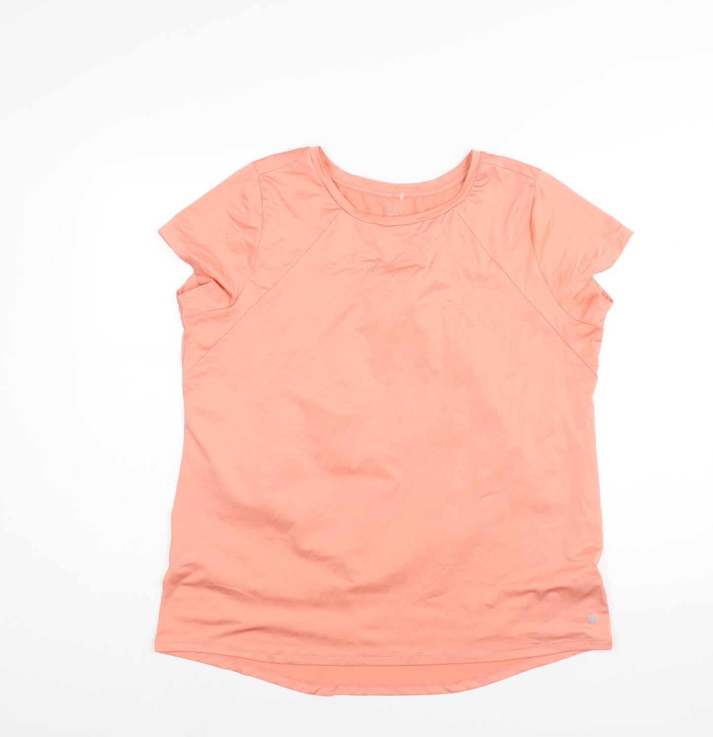 Marks and Spencer Womens Pink Polyester Basic T-Shirt Size 18 Round Neck Pullover