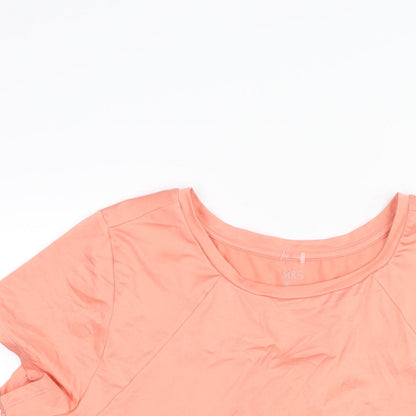 Marks and Spencer Womens Pink Polyester Basic T-Shirt Size 18 Round Neck Pullover