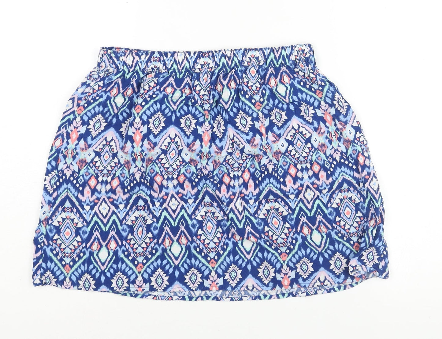 Divided by H&M Womens Blue Geometric Viscose A-Line Skirt Size 12