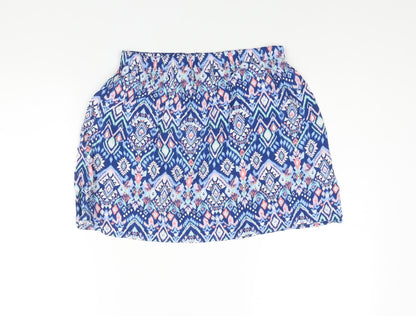 Divided by H&M Womens Blue Geometric Viscose A-Line Skirt Size 12