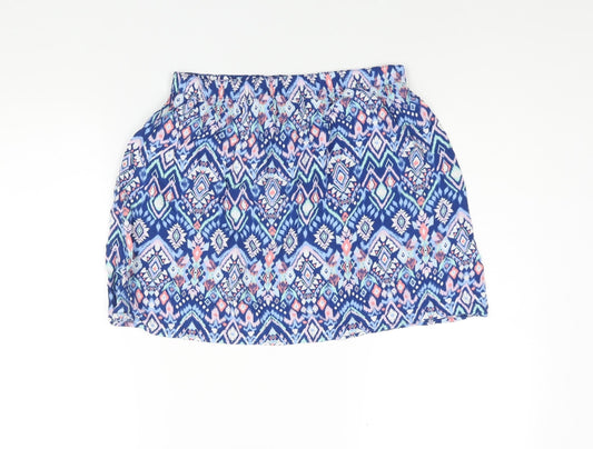 Divided by H&M Womens Blue Geometric Viscose A-Line Skirt Size 12
