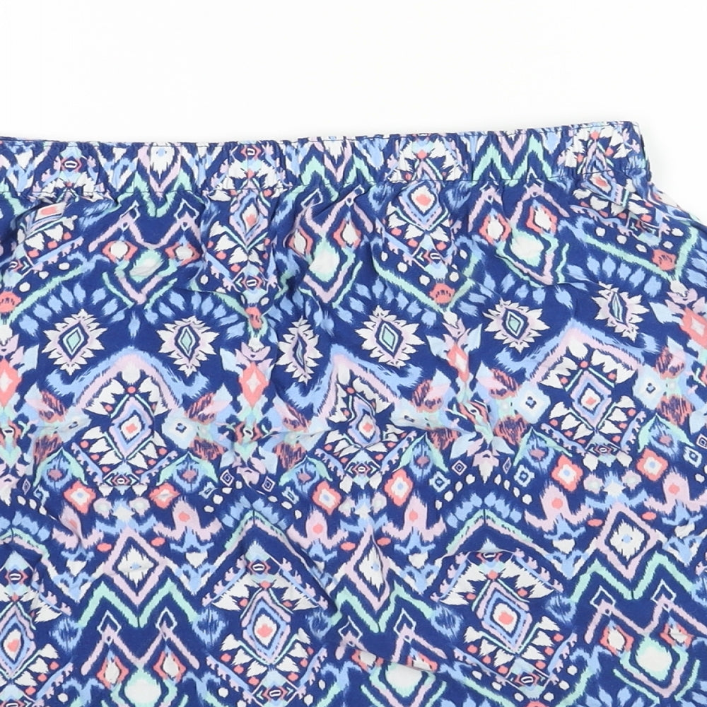 Divided by H&M Womens Blue Geometric Viscose A-Line Skirt Size 12