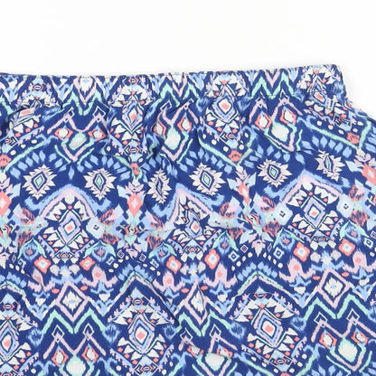 Divided by H&M Womens Blue Geometric Viscose A-Line Skirt Size 12