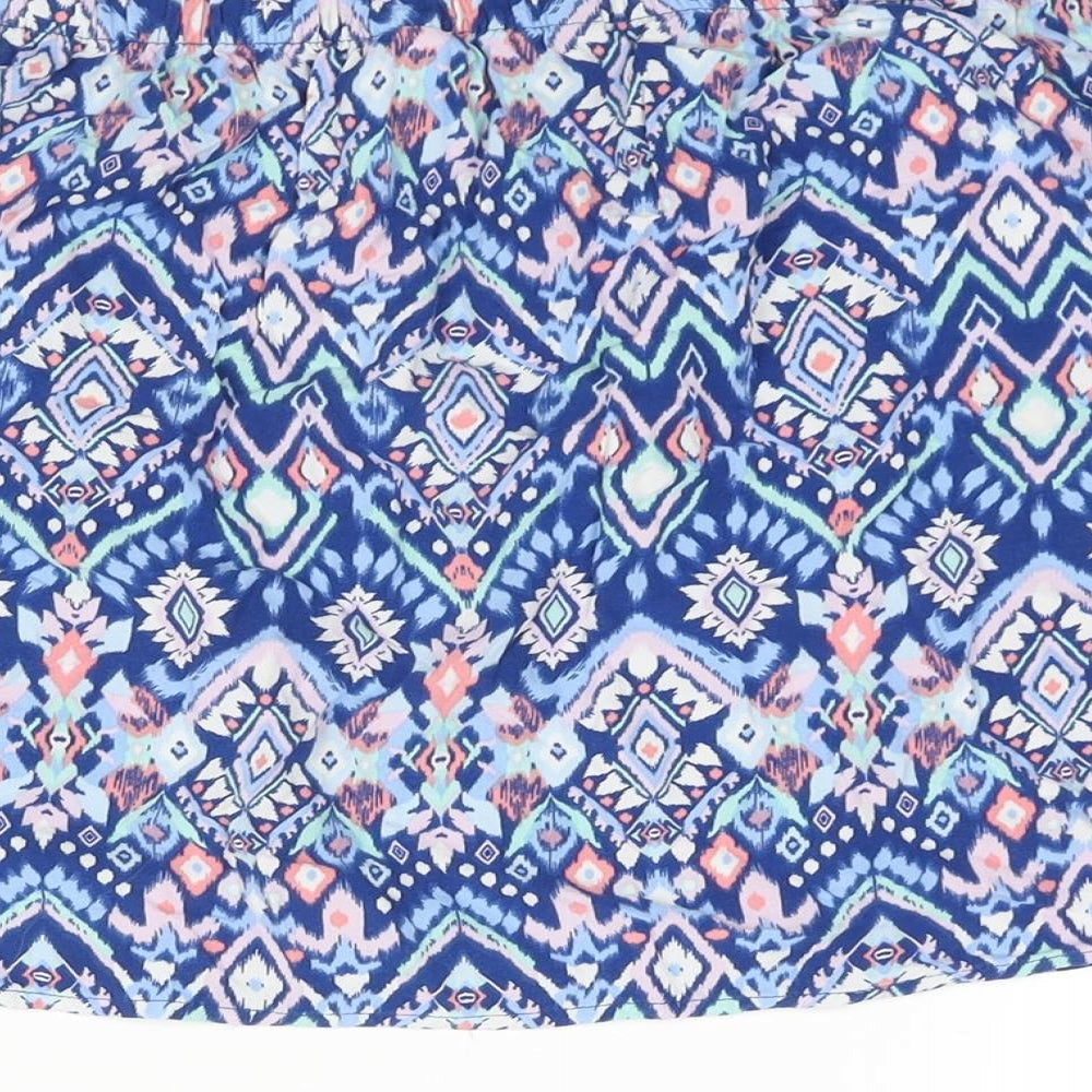 Divided by H&M Womens Blue Geometric Viscose A-Line Skirt Size 12