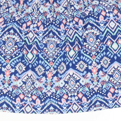 Divided by H&M Womens Blue Geometric Viscose A-Line Skirt Size 12