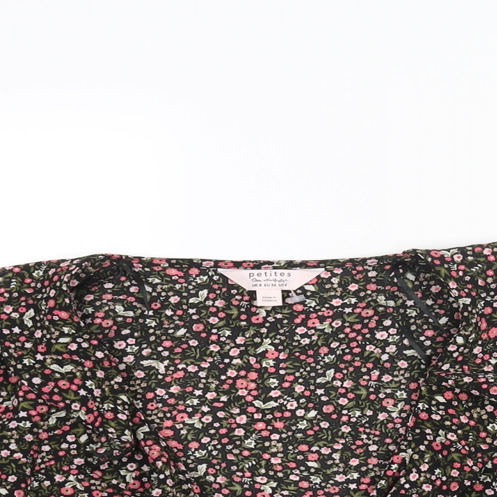 Miss Selfridge Womens Multicoloured Floral Polyester Wrap Blouse Size 6 V-Neck - Frill