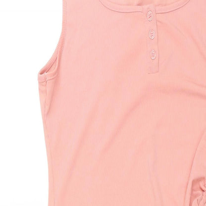 Yozy Womens Pink Polyester Shift Size XL Scoop Neck Button - Drawstring Detail