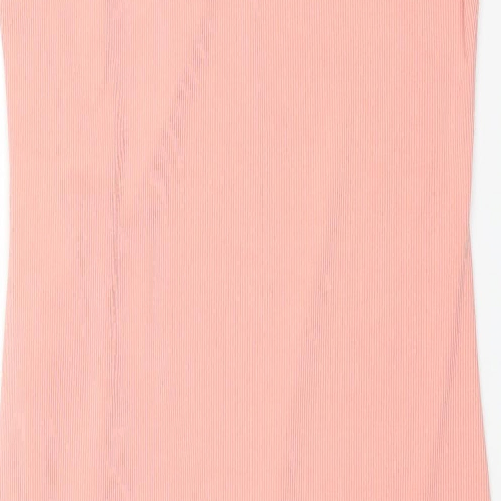 Yozy Womens Pink Polyester Shift Size XL Scoop Neck Button - Drawstring Detail