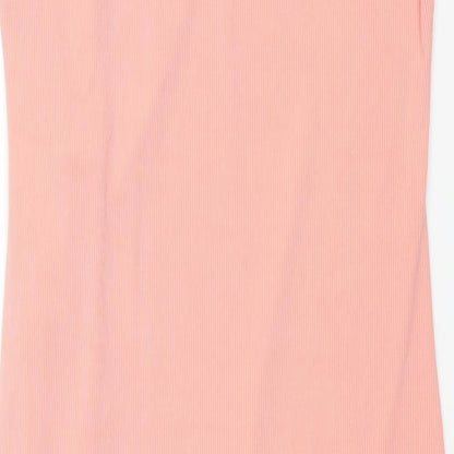 Yozy Womens Pink Polyester Shift Size XL Scoop Neck Button - Drawstring Detail