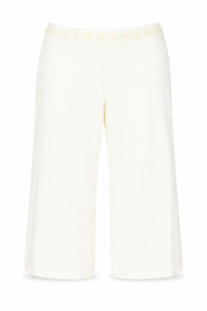 Berkertex Womens Ivory Polyester Trousers Size 22 L29 in Regular Zip - Floral Applique Detail