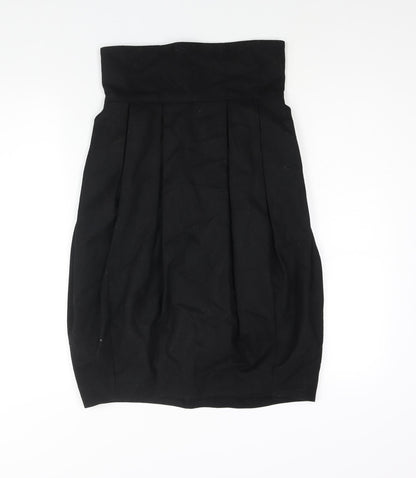H&M Womens Black Wool Pleated Skirt Size 8 Zip