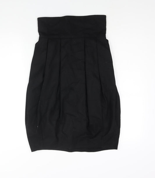 H&M Womens Black Wool Pleated Skirt Size 8 Zip