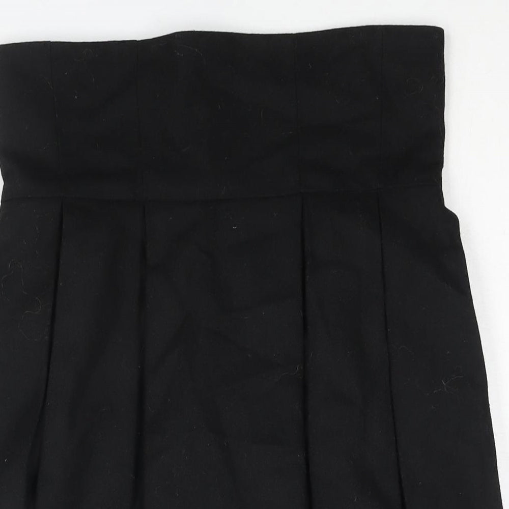 H&M Womens Black Wool Pleated Skirt Size 8 Zip