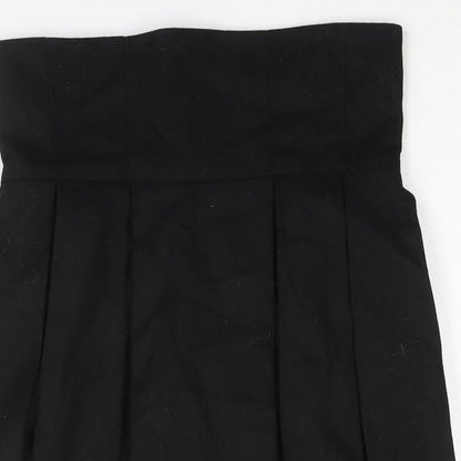 H&M Womens Black Wool Pleated Skirt Size 8 Zip