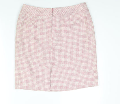 Sarah Hamilton Womens Pink Check Polyester Straight & Pencil Skirt Size 14 Zip