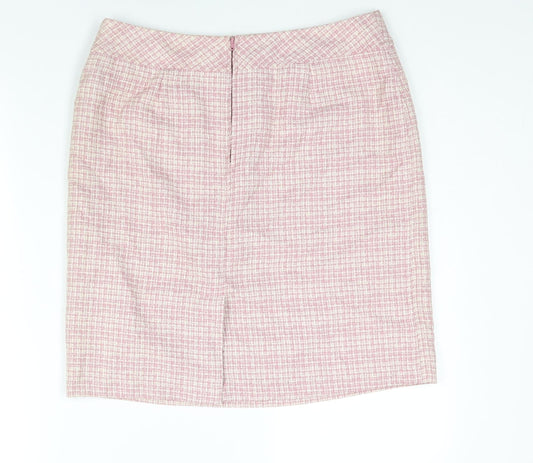 Sarah Hamilton Womens Pink Check Polyester Straight & Pencil Skirt Size 14 Zip
