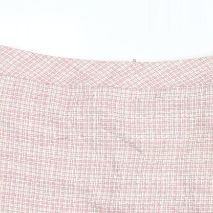 Sarah Hamilton Womens Pink Check Polyester Straight & Pencil Skirt Size 14 Zip