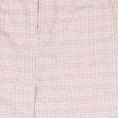 Sarah Hamilton Womens Pink Check Polyester Straight & Pencil Skirt Size 14 Zip
