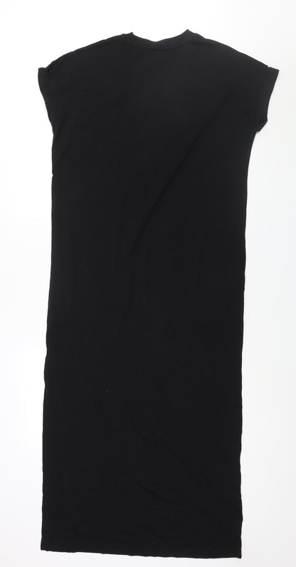 NEXT Womens Black Polyester T-Shirt Dress Size S Crew Neck Pullover