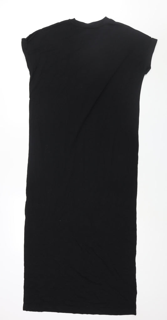 NEXT Womens Black Polyester T-Shirt Dress Size S Crew Neck Pullover