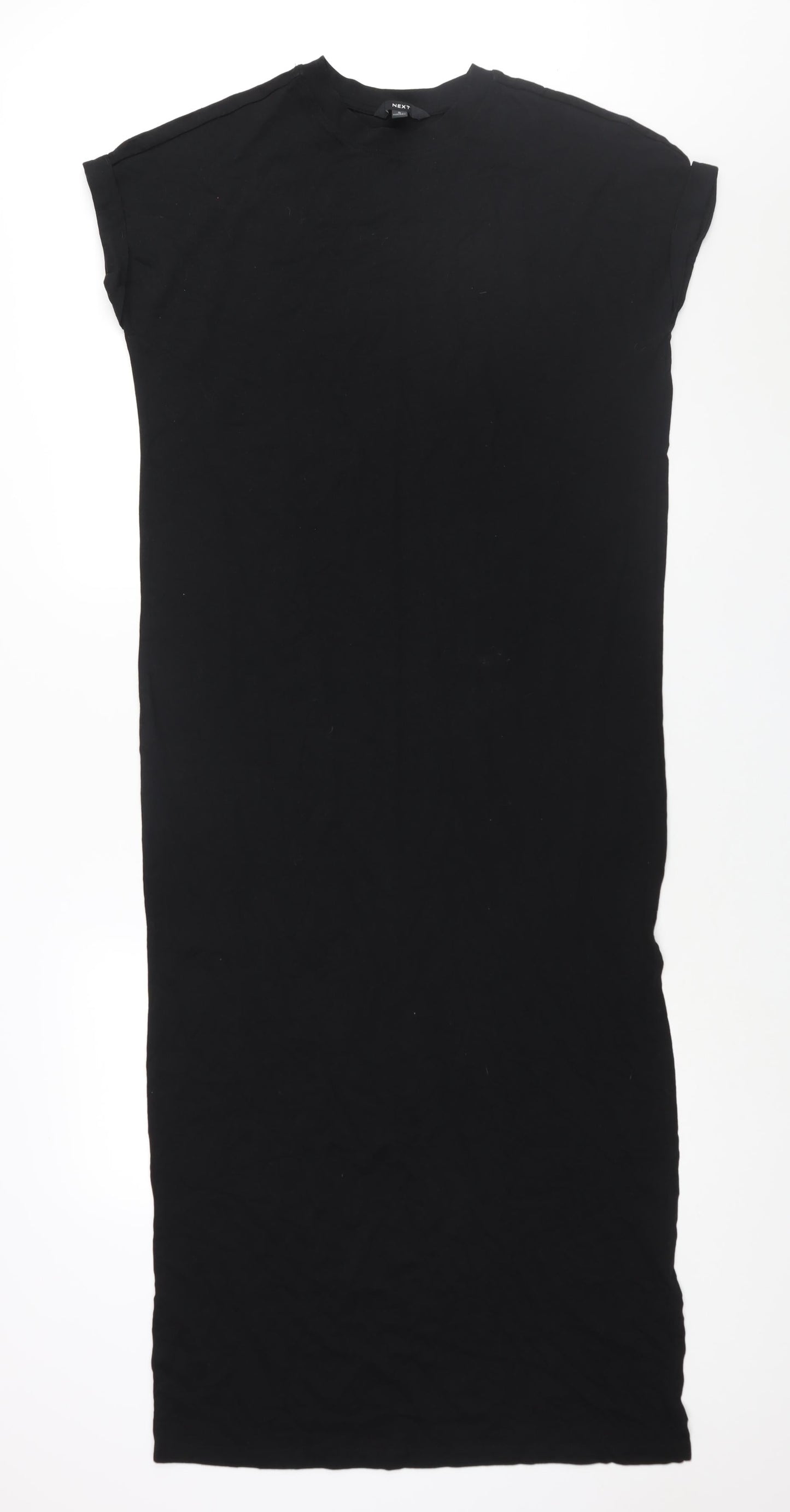 NEXT Womens Black Polyester T-Shirt Dress Size S Crew Neck Pullover