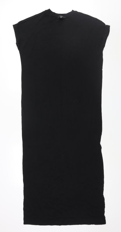 NEXT Womens Black Polyester T-Shirt Dress Size S Crew Neck Pullover
