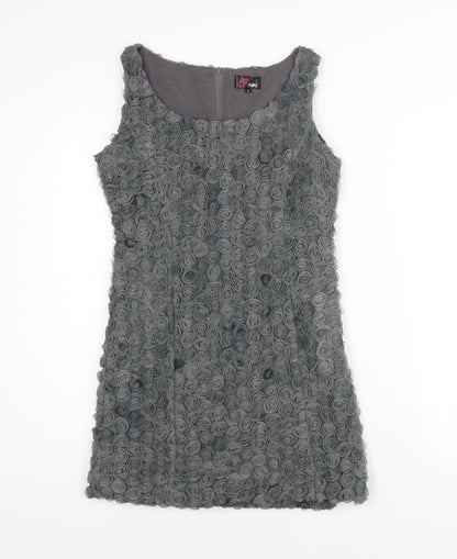 Yumi Womens Green Cotton Mini Size S Scoop Neck Pullover - Textured Rose Fabric