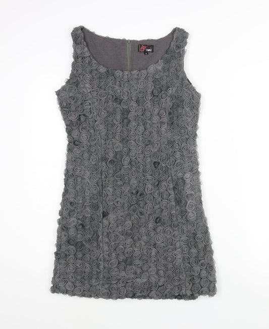 Yumi Womens Green Cotton Mini Size S Scoop Neck Pullover - Textured Rose Fabric