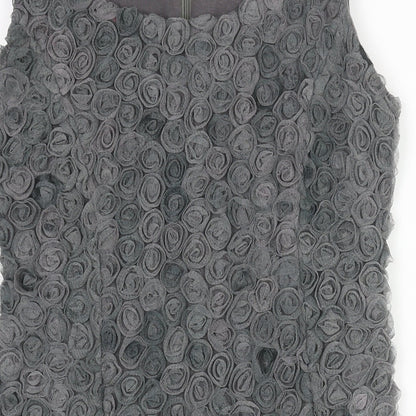 Yumi Womens Green Cotton Mini Size S Scoop Neck Pullover - Textured Rose Fabric