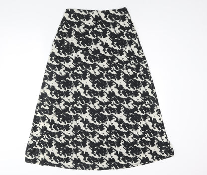 Marks and Spencer Womens Black Geometric Polyester A-Line Skirt Size 8
