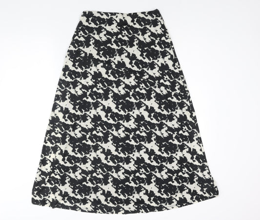 Marks and Spencer Womens Black Geometric Polyester A-Line Skirt Size 8