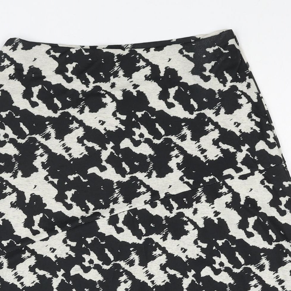 Marks and Spencer Womens Black Geometric Polyester A-Line Skirt Size 8