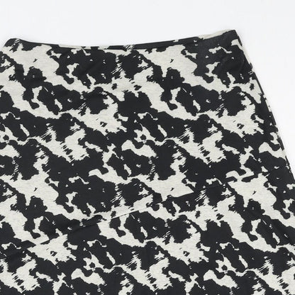 Marks and Spencer Womens Black Geometric Polyester A-Line Skirt Size 8