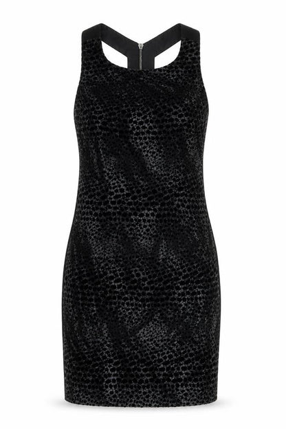 Coast Womens Black Polyester Shift Size 10 Round Neck Zip - Velour Geometric Print