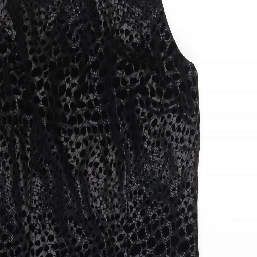 Coast Womens Black Polyester Shift Size 10 Round Neck Zip - Velour Geometric Print