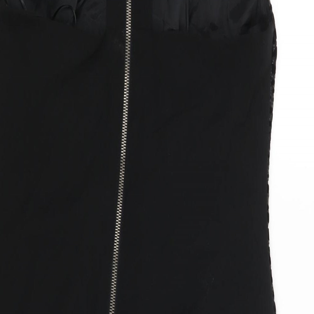 Coast Womens Black Polyester Shift Size 10 Round Neck Zip - Velour Geometric Print