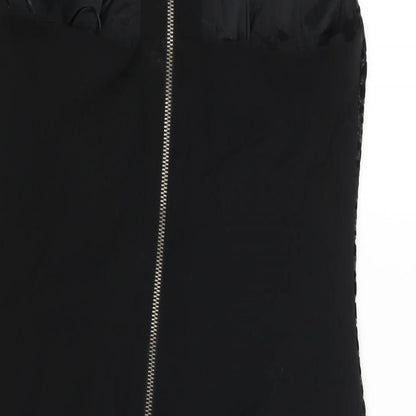 Coast Womens Black Polyester Shift Size 10 Round Neck Zip - Velour Geometric Print