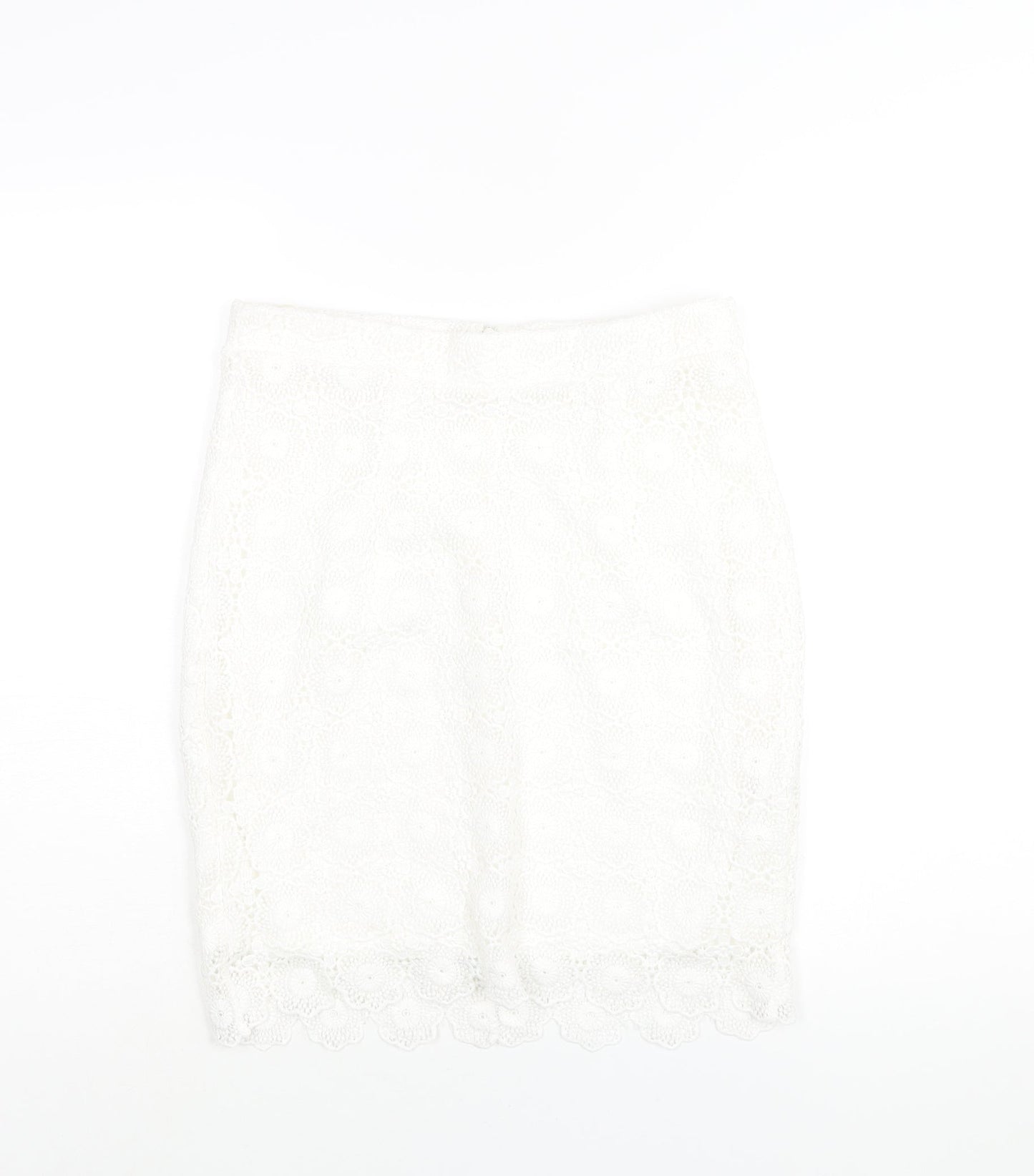 Lipsy Womens White Polyester Straight & Pencil Skirt Size 10 Zip