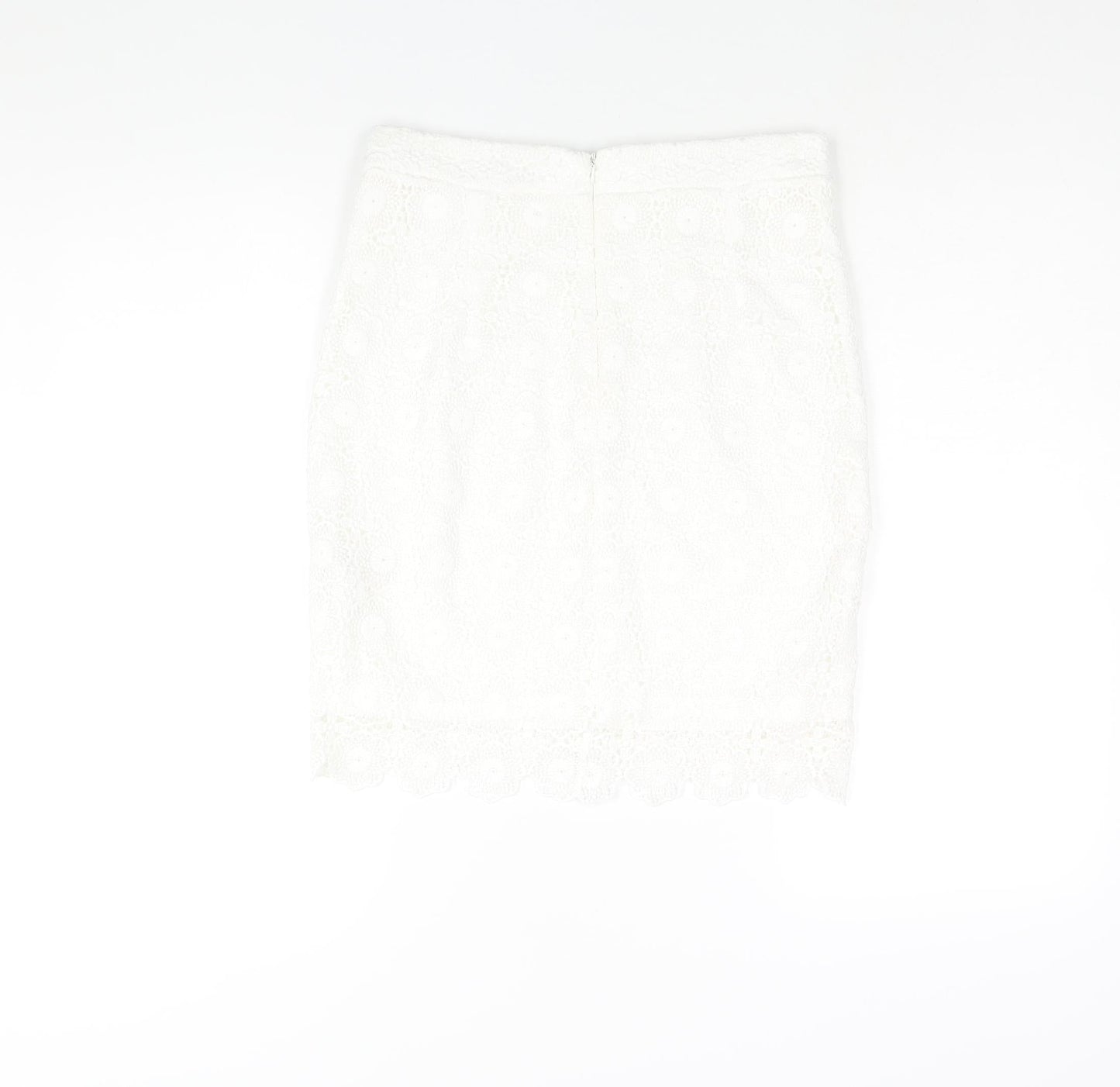 Lipsy Womens White Polyester Straight & Pencil Skirt Size 10 Zip