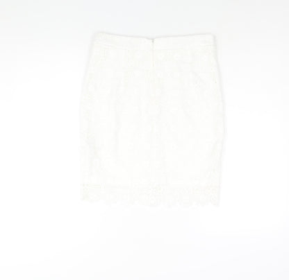 Lipsy Womens White Polyester Straight & Pencil Skirt Size 10 Zip